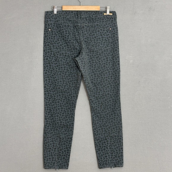 Pilcro Womens Jeans 31 Stet Teal Blue Flocked Velvet Leopard Animal Boho Western - Picture 4 of 16